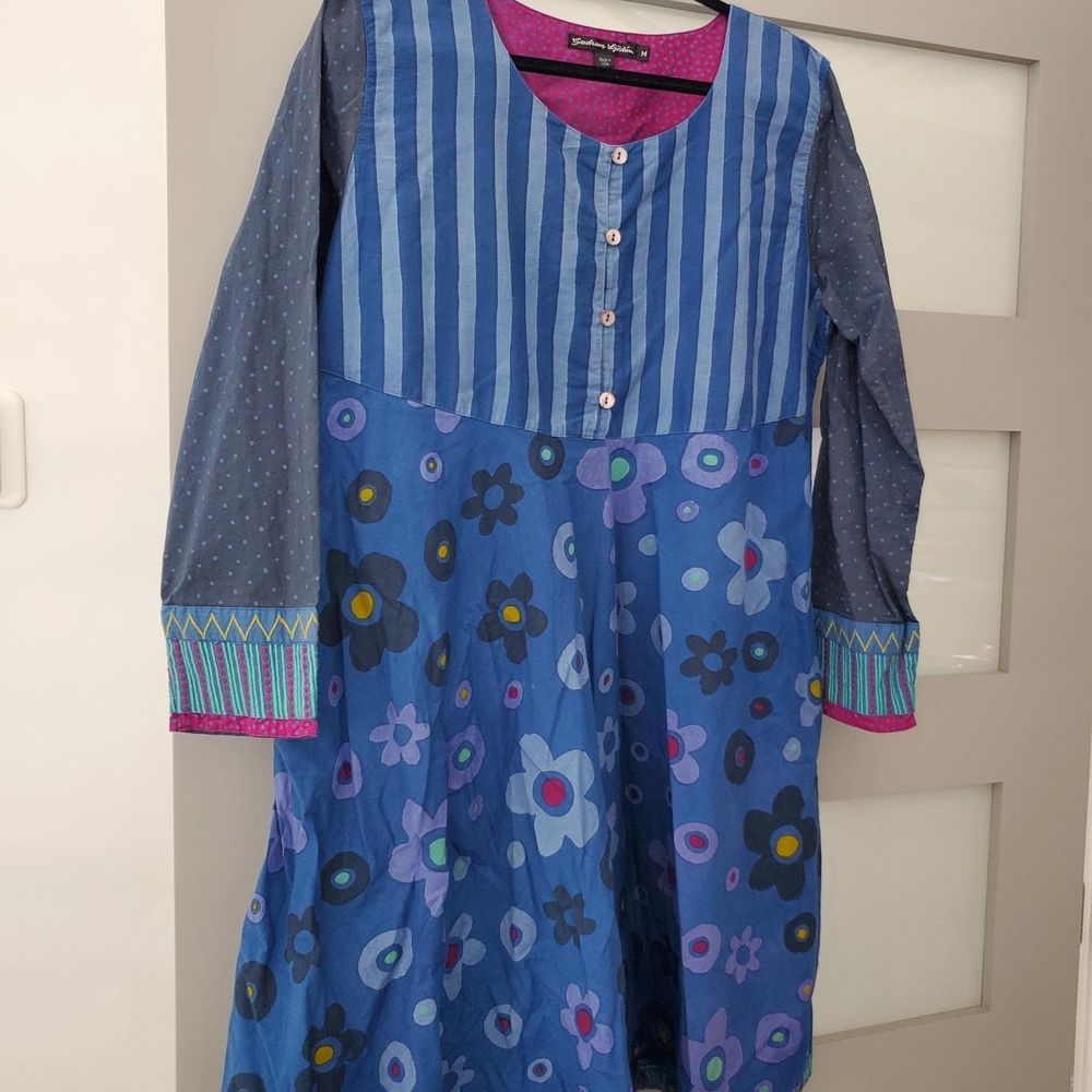Gudrun Sjoden Blue Floral Long Sleeve Dress
